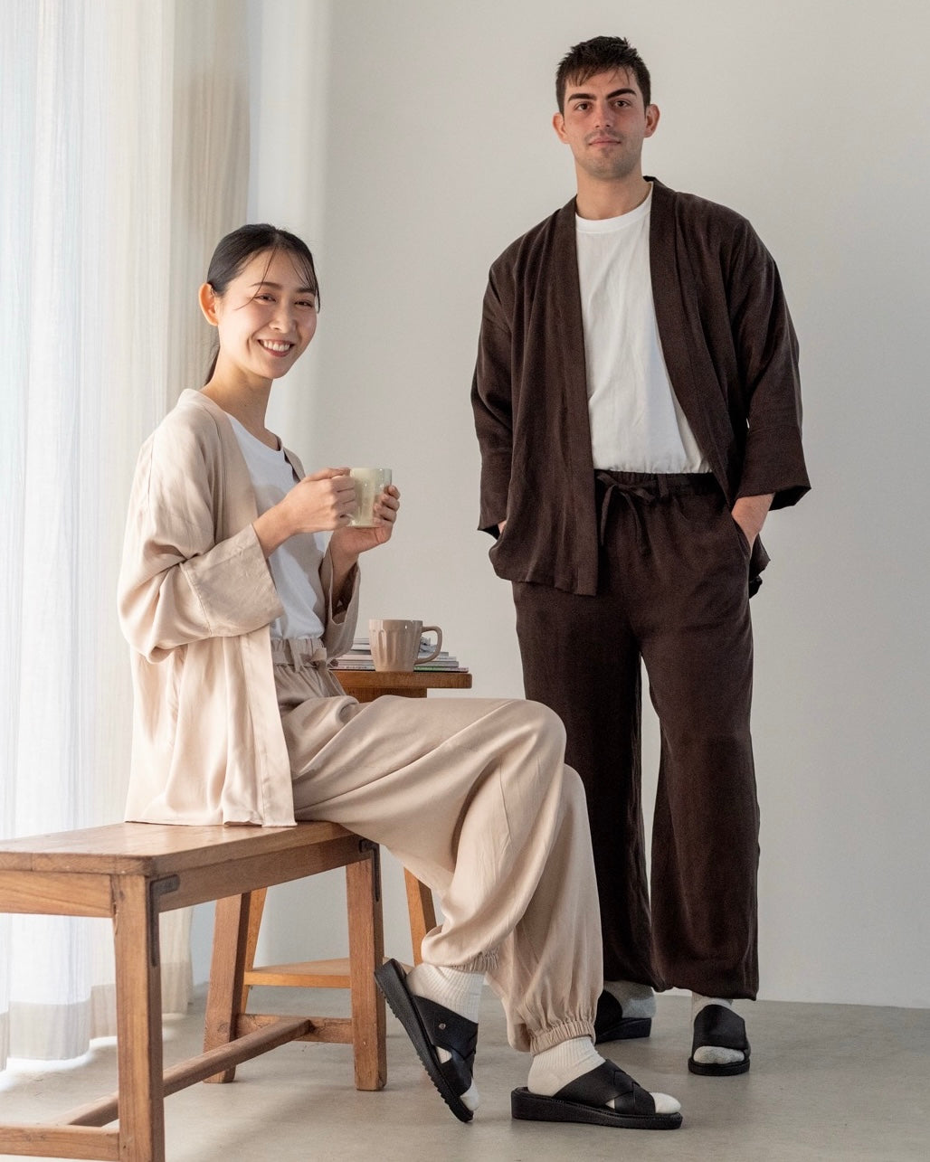 flow shirt / brown